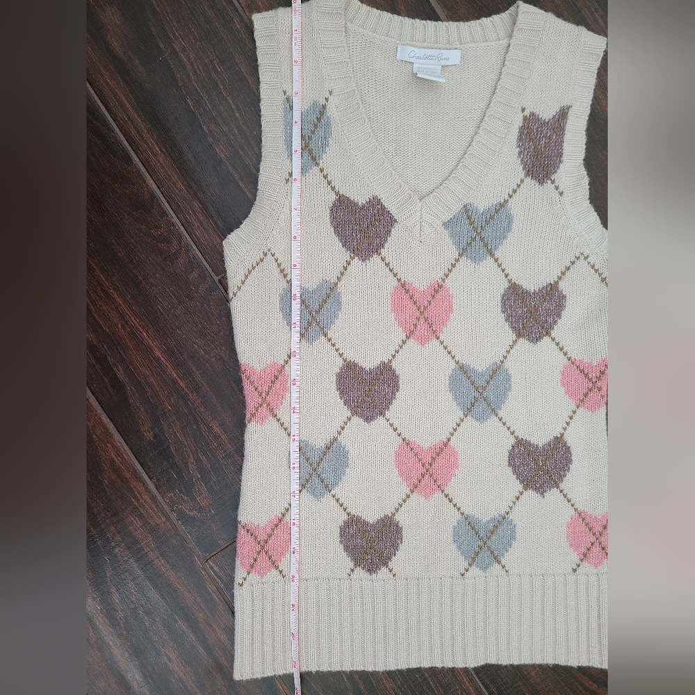 Charlotte Russe Hearts Argyle Sweater Vest Sleeveless Top Small - Picture 4 of 5